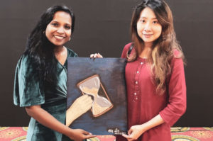 Mia at India with prophetic art